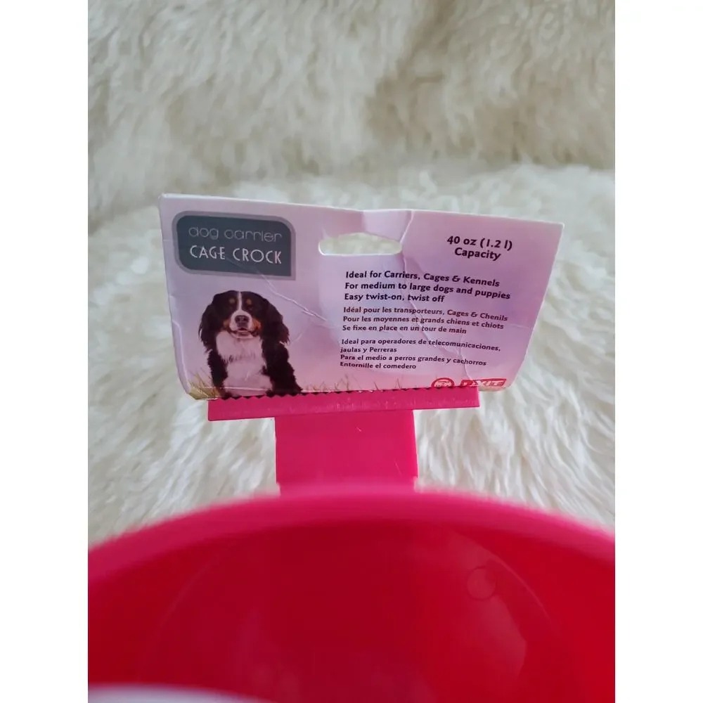 Dog Carrier Cage Crock Pink Colored 40oz Lixit - BRAND NEW!